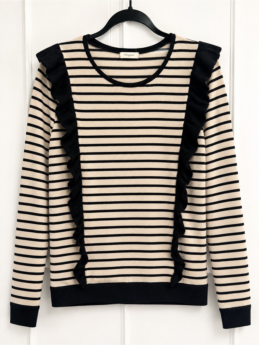 12PM by Mon Ami Striped Knit Top in Cream and Black